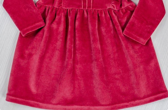 Детские трикотажные платья на девочку. Платье «КЕНДИ» велюр малинового цвета. ТМ «Пташка Украина»