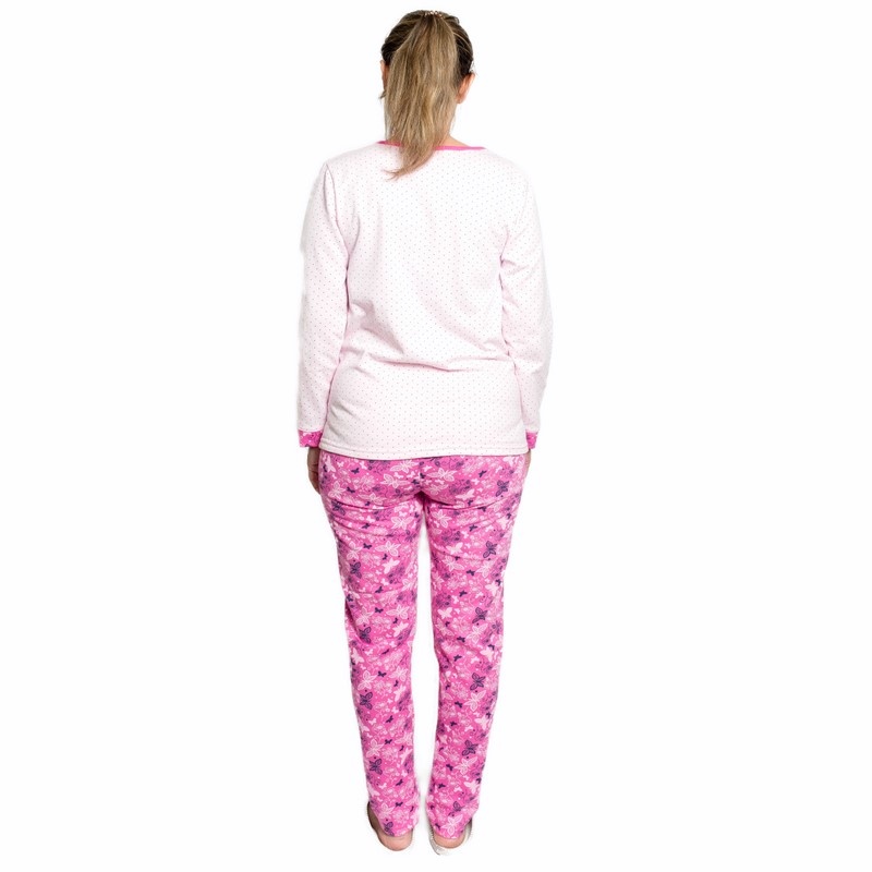 Піжама з брюками комбінований футер рожевого кольору, Рожевий, 44-46