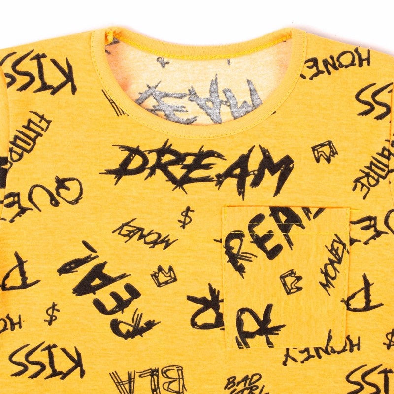 Трикотажные изделия на девочку. Комплект футболка + трессы фулликра жёлтого цвета. ТМ «Пташка Украина»