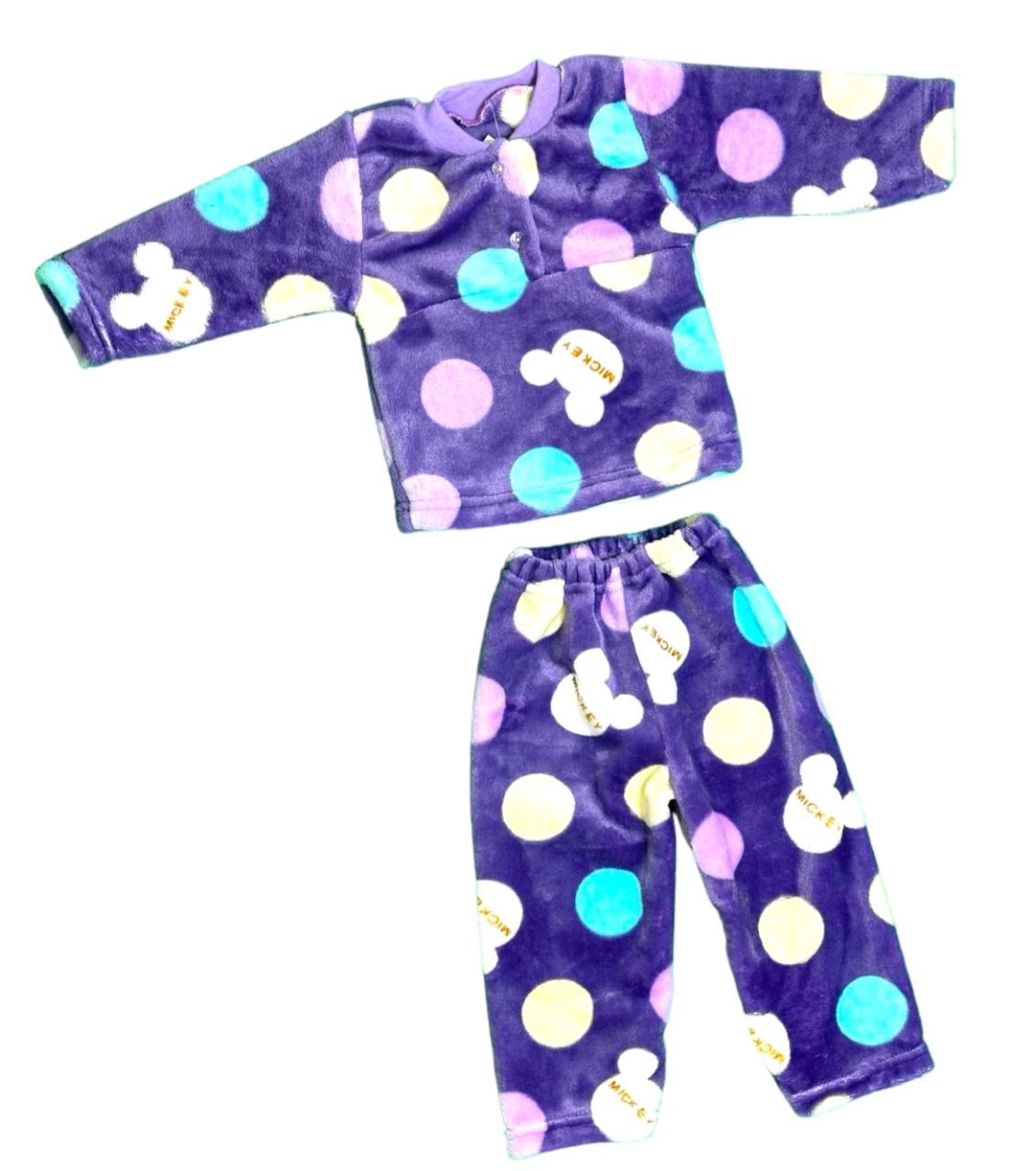 Пижама детская на 2-х пуговицах сиреневого цвета рваная махра, Сиреневый, 24, 1,5 года, 86см