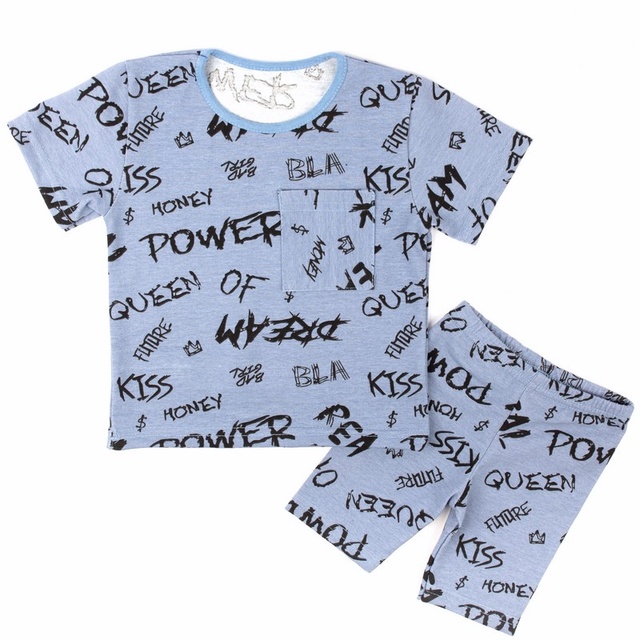 Трикотажные изделия на девочку. Комплект футболка + трессы фулликра голубого цвета. ТМ «Пташка Украина»