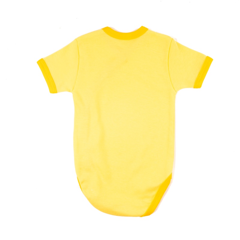 Ясельне боді для новонародженого. Боді-косоворотка короткий рукав рибана жовтого кольору, ТМ «Пташка Украина»