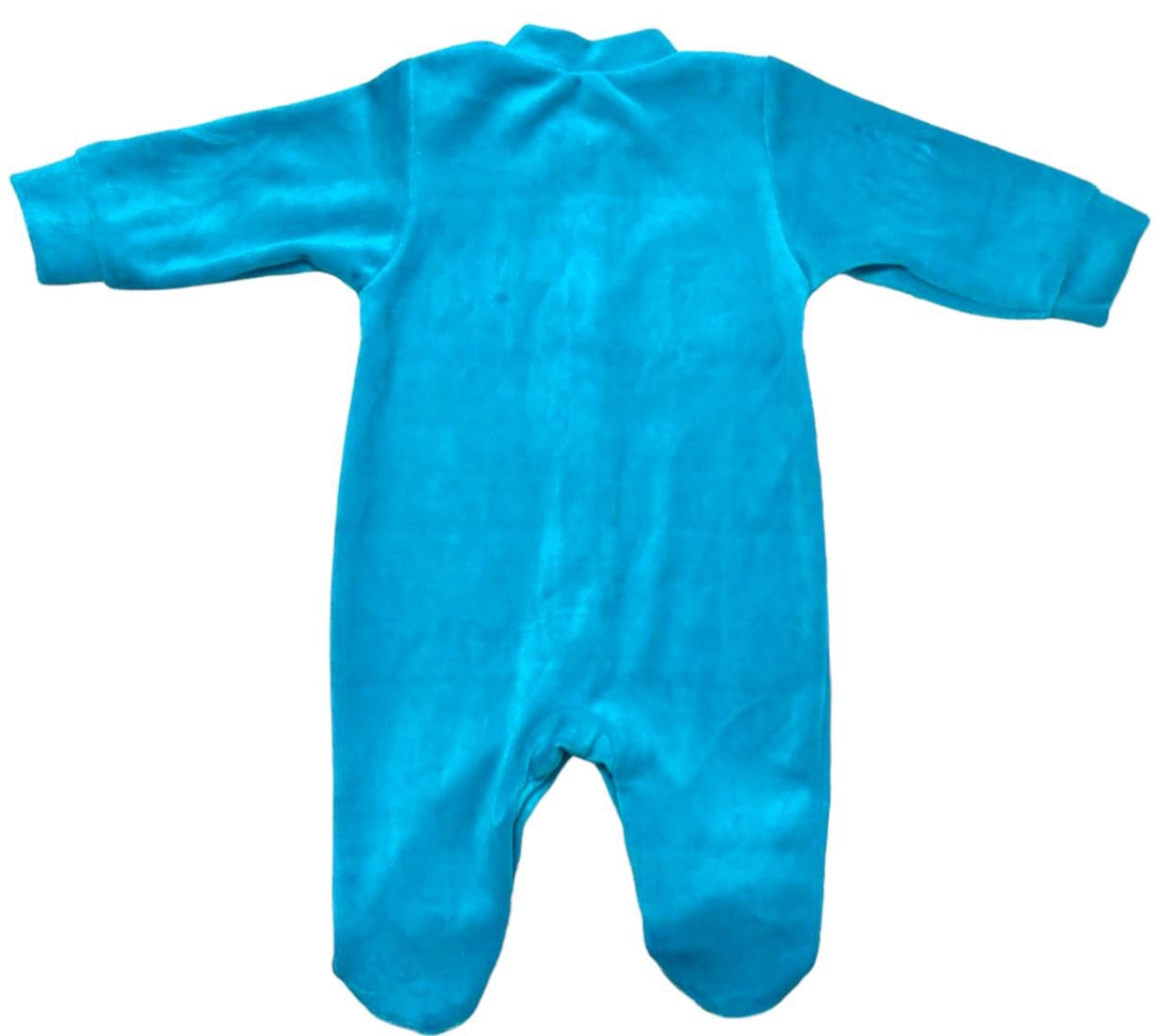 Комбинезон «ЧИЖИК» бирюзового цвета с вышивкой велюр, Бирюзовый, 9-12 месяцев, 80см