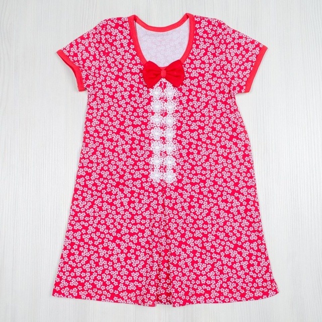 Дитячі трикотажні сукні для дівчинку. Сукня «РОМАШКА» інтерлок червоного кольору. ТМ «Пташка Украина»