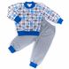 Пижама комбинирована на манжетах начес синего цвета, Синий, 26, 2 года, 92см