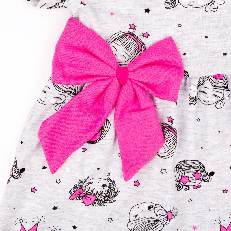 Детские трикотажные сарафаны для девочек. Платье «ПРИНЦЕССА» фулликра серого цвета с изображением девочек. ТМ «Пташка Украина»
