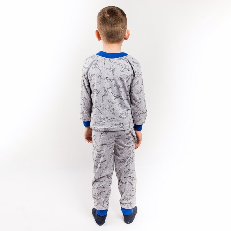 Детские трикотажные пижамы для мальчика. Трикотажная пижама для мальчика «ДИНОЗАУР» кулир синего цвета. ТМ «Пташка Украина»
