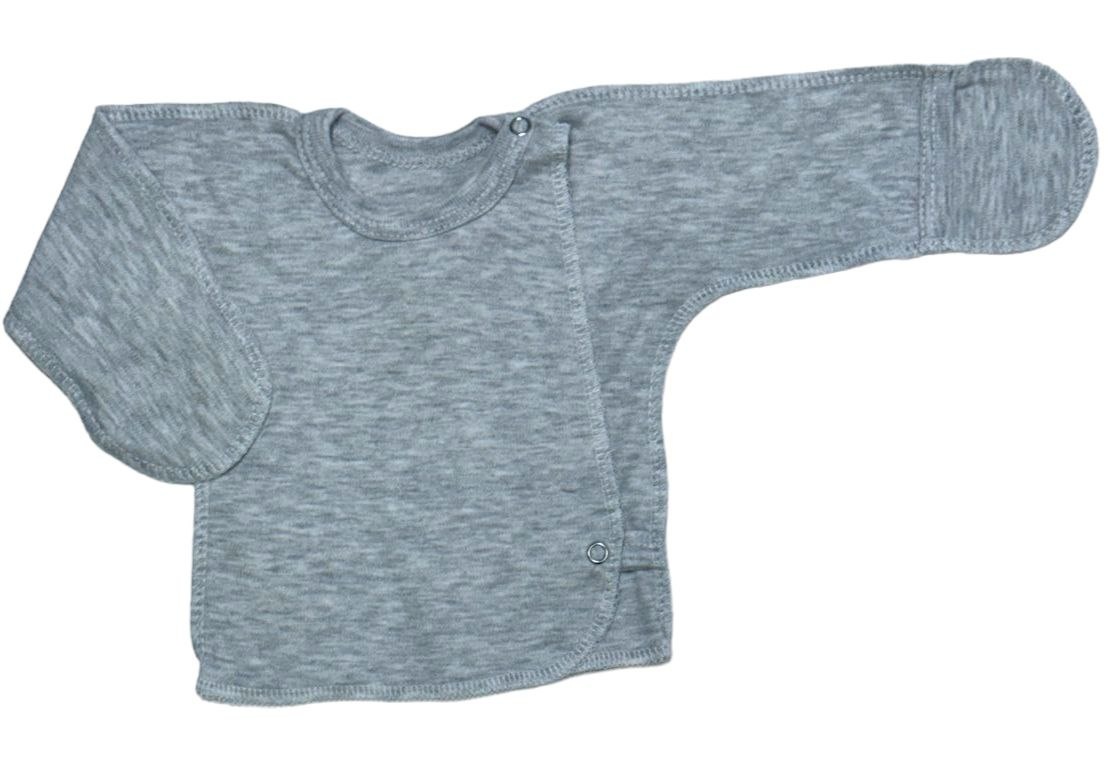 Сорочечка "Нецарапка" однотонний інтерлок сірого  кольору, Сірий, 0-1 місяць, 56см