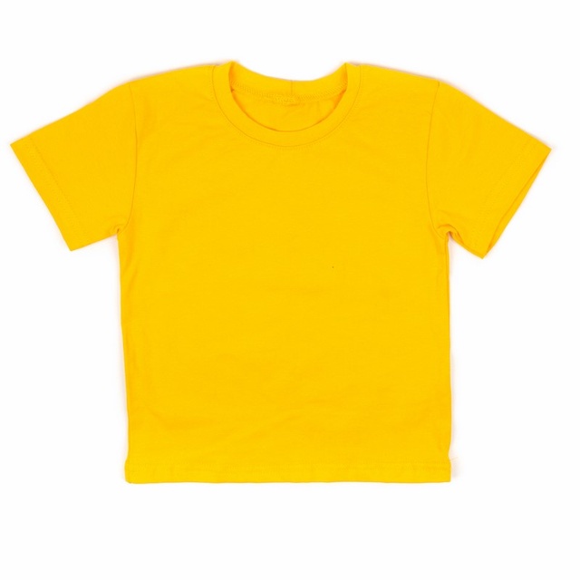 Футболка однотонна стрейч-кулір жовтого кольору, Жовтий, 30, 5-6 років, 110-116см