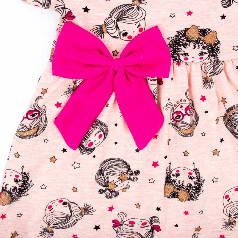 Детские трикотажные сарафаны для девочек. Платье «ПРИНЦЕССА» фулликра персикового цвета с изображением девочек. ТМ «Пташка Украина»