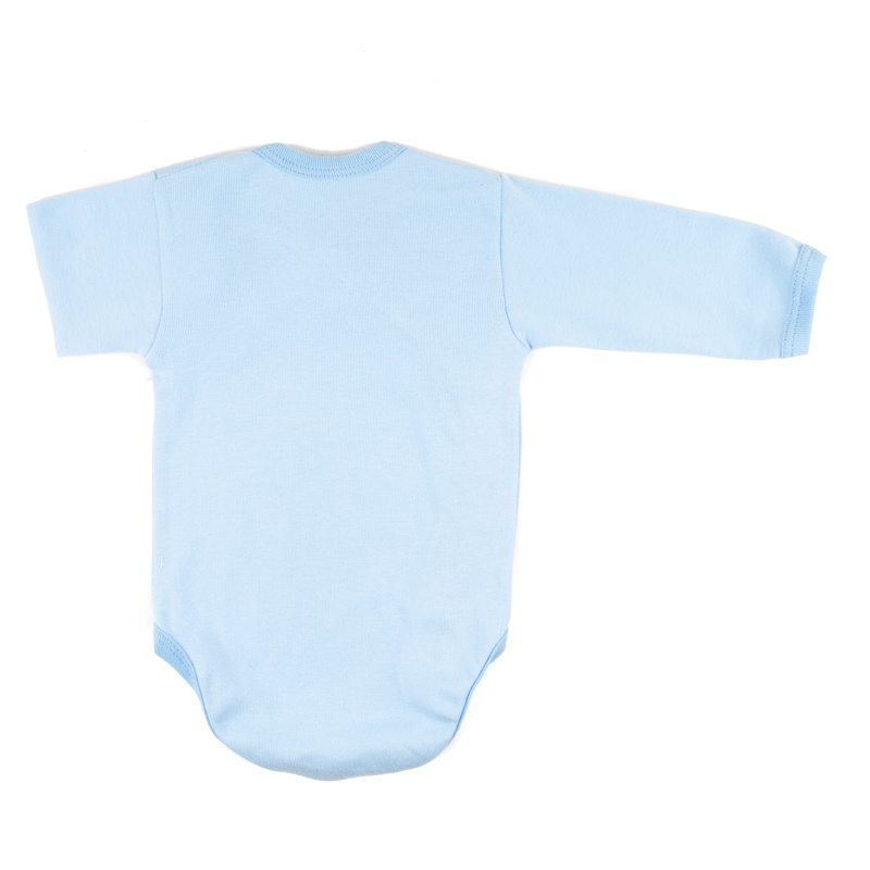 Ясельные боди для новородженного. Боди-косоворотка длинный рукав рибана голубого цвета, ТМ «Пташка Украина»