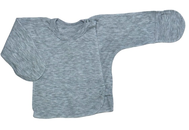 Сорочечка "Нецарапка" однотонний інтерлок сірого  кольору, Сірий, 1-3 місяці, 62см