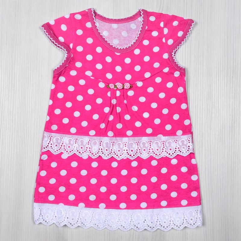 Дитячі трикотажні сукні для дівчинку. Сукня «АЛЬБЕРТА» рожевого кольору кулір. ТМ «Пташка Украина»