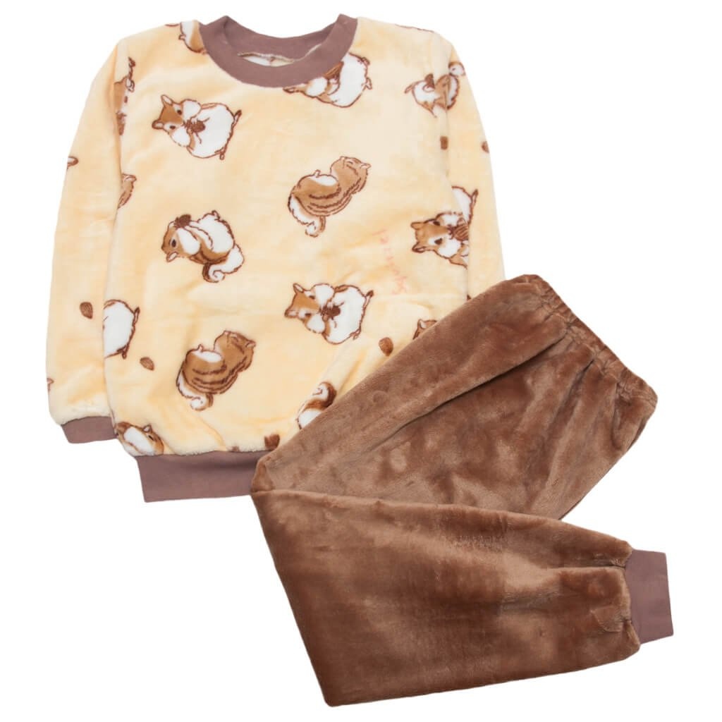 Дитячі трикотажні піжами для хлопчика. Піжама дитяча кремового кольору із зображенням Бурундука. ТМ «Пташка Украина»