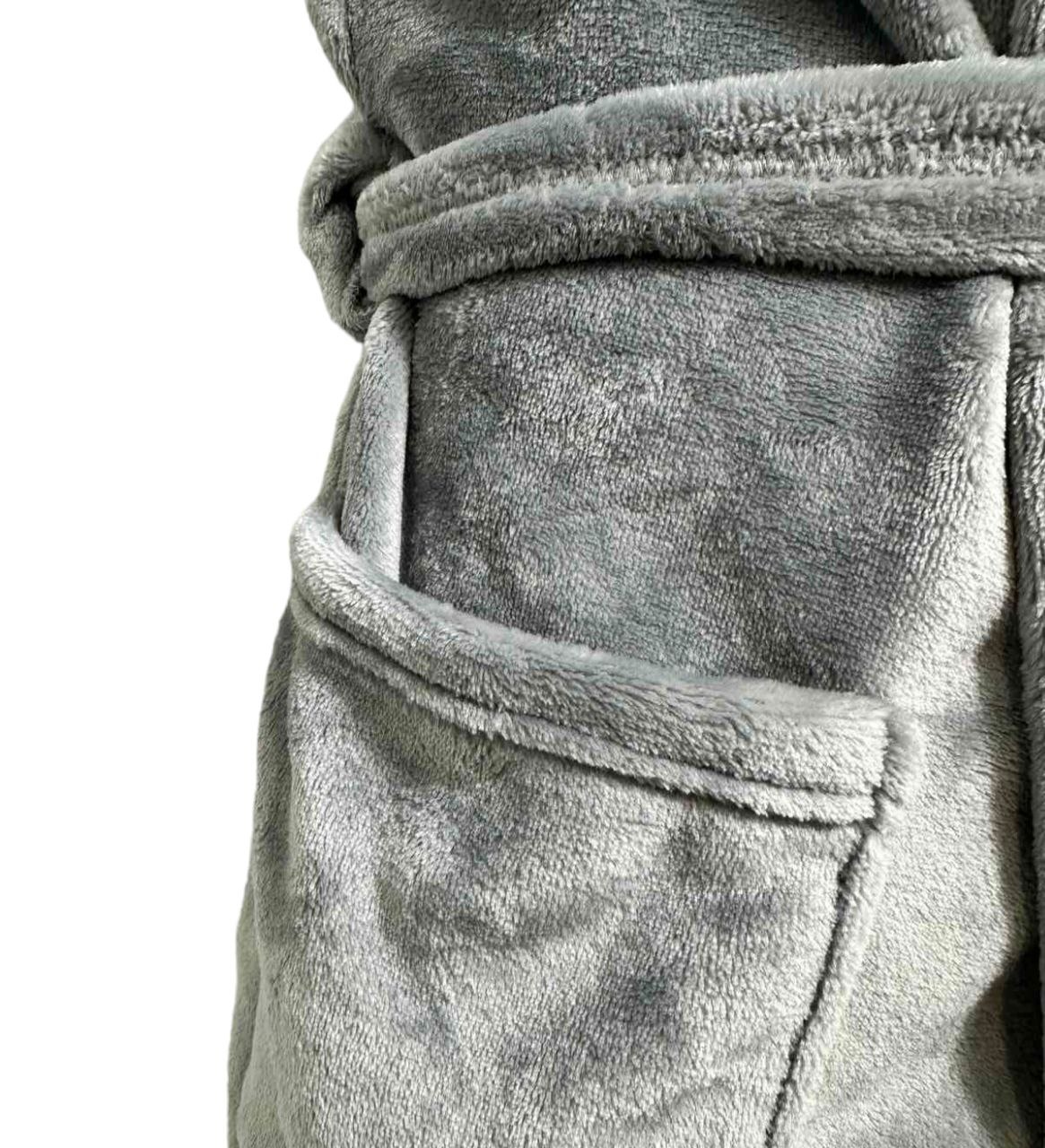 Халат чоловічий з капюшоном кольорова рвана махра сірого кольору , Сірий, 48-50