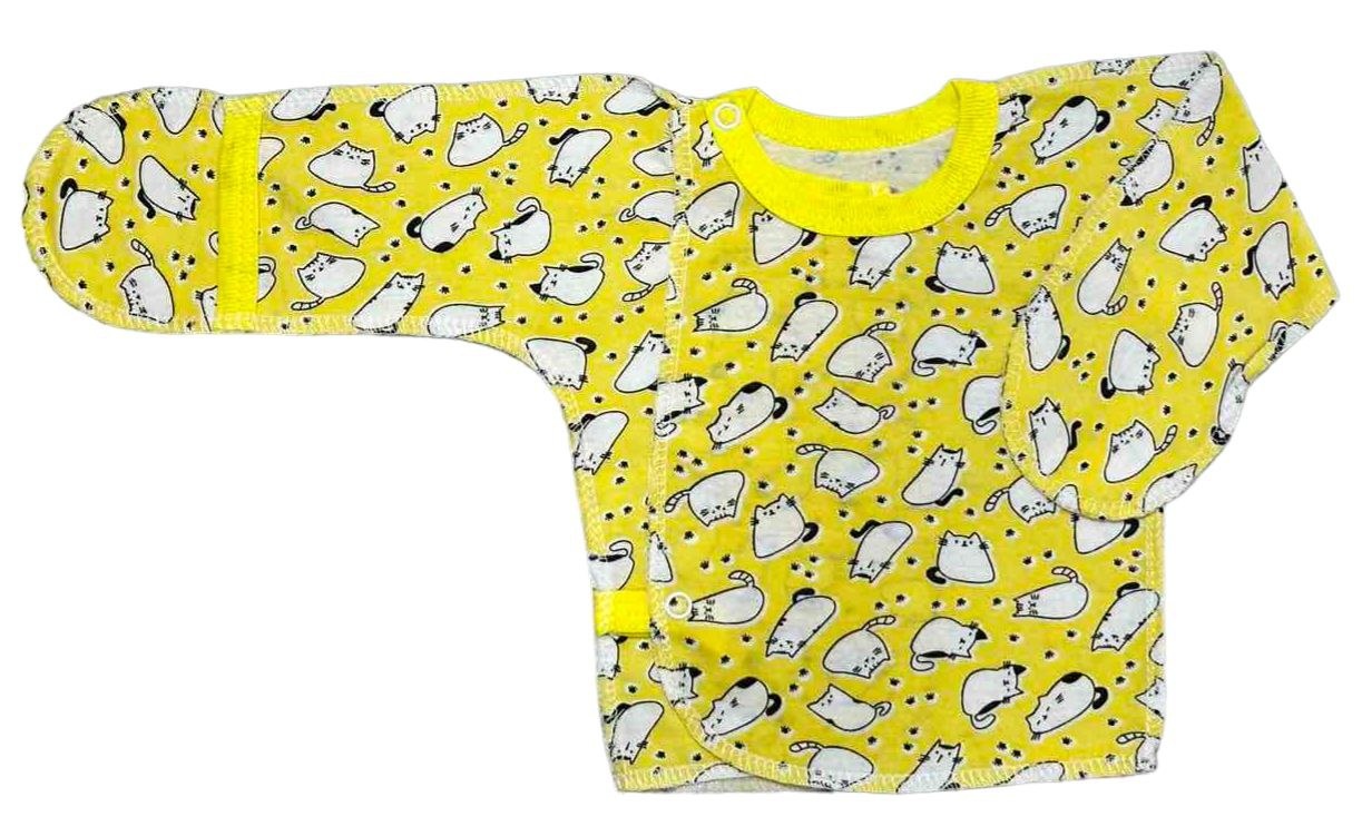 Сорочечка "Нецарапка"  кулір жовтого кольору, Жовтий, 0-1 місяць, 56см