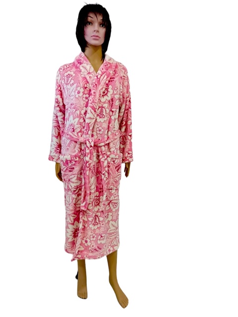 Жіночі теплі махрові халати. Жіночий махровий халат "ПАУЛА" рожевого кольору. ТМ «Пташка Украина»