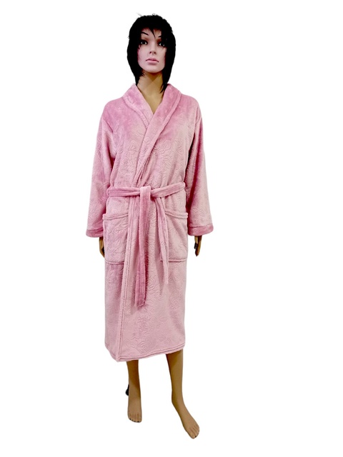 Жіночі теплі махрові халати. Махровий жіночий халат "ПАУЛА" кольору пильна троянда. ТМ «Пташка Украина»