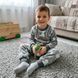 Пижама на манжете серого цвета рваная махра с изображением динозавриков, Серый, 5-6 лет, 116см