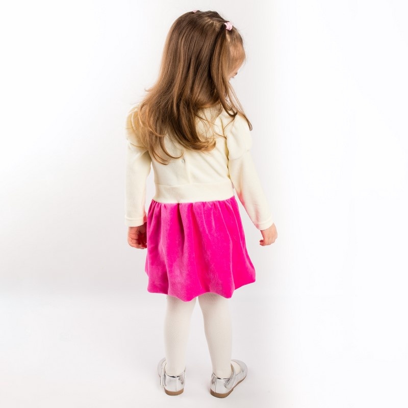 Дитячі трикотажні сукні для дівчинку. Сукня «ТЮЛЬПАН» велюр рожевого кольору. ТМ «Пташка Украина»