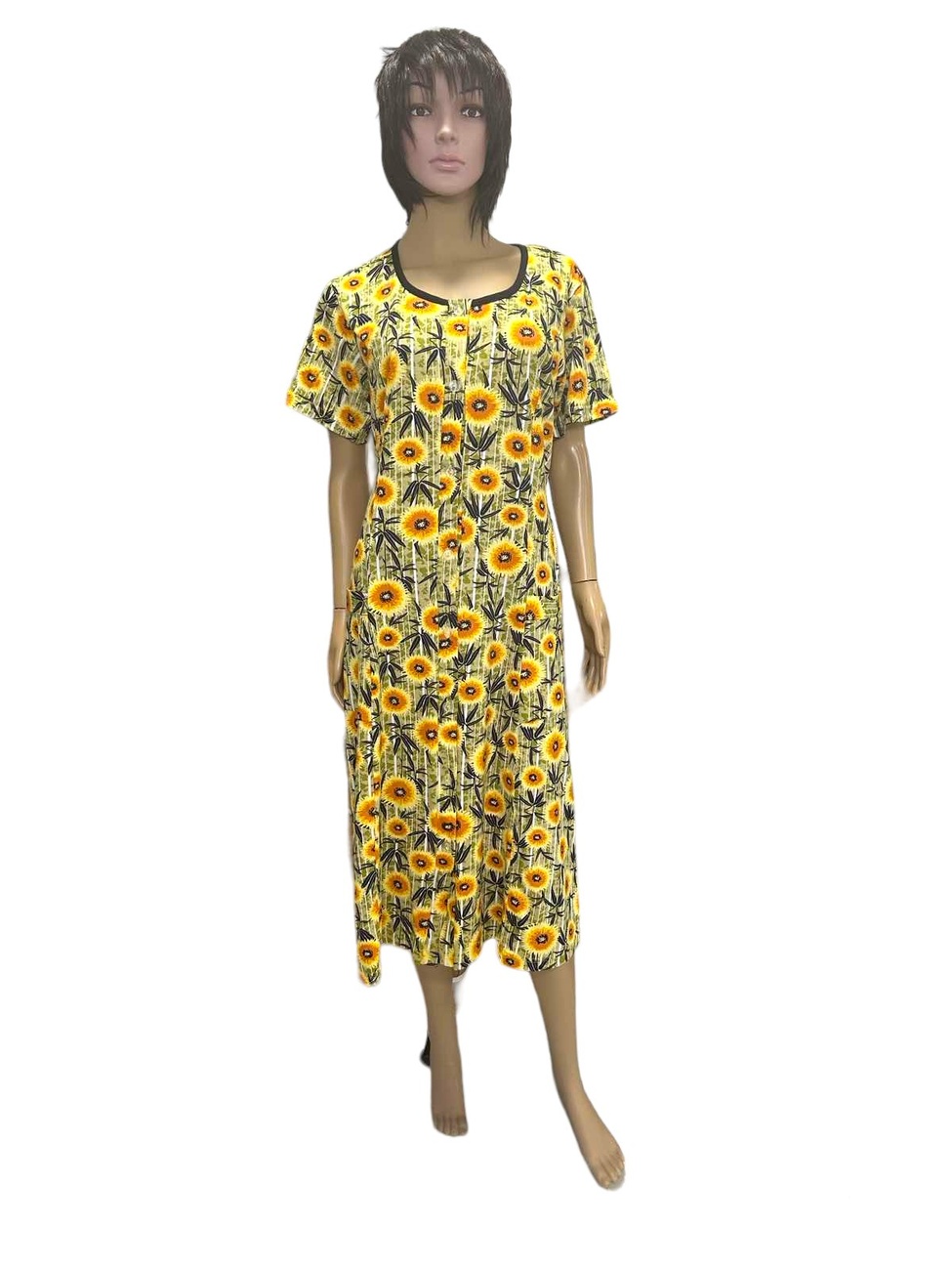 Халат жіночий на ґудзиках реактив кулір оливкового кольору, Оливковий, 48-50