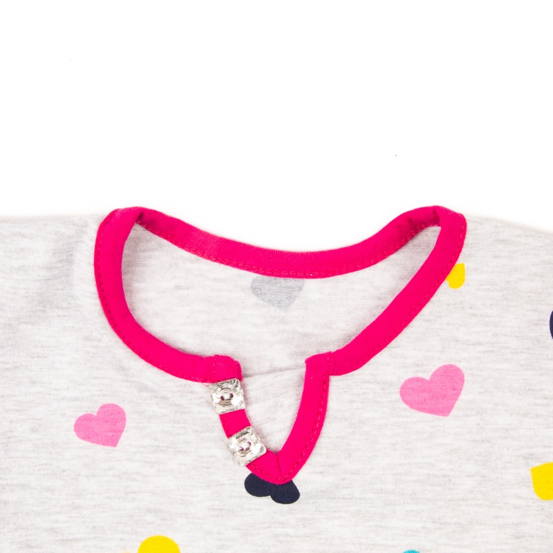 Блуза «ГОЛДИ» цветная фулликра серого цвета с изображением сердечек, Серый, 30, 5-6 лет, 110-116см