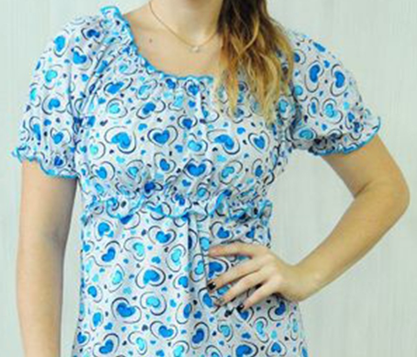 Сорочка для годування «ПАЛОМА» кулір синього кольору, Синій, 40-42