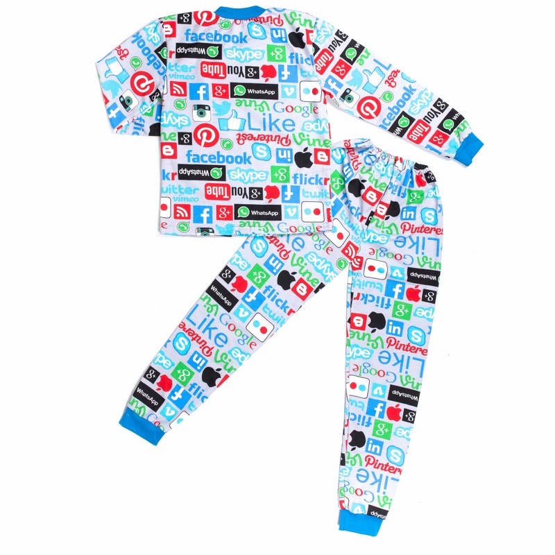Детские трикотажные пижамы для мальчика. Пижама цветной начес голубого цвета. ТМ «Пташка Украина»