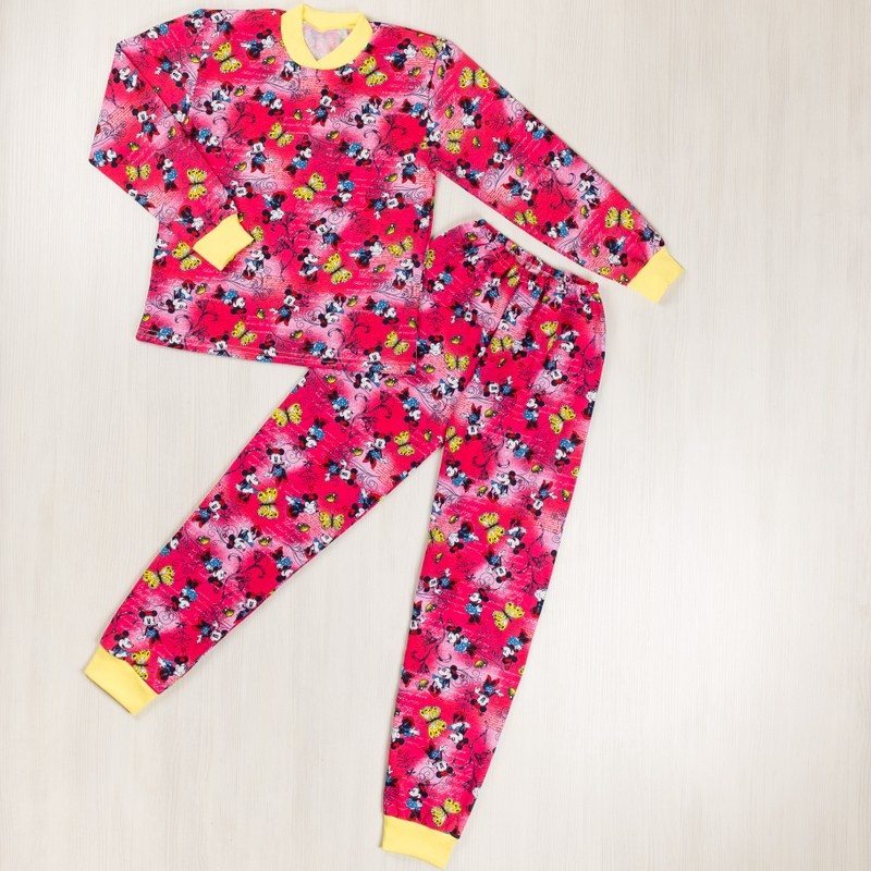 Пижама цветной начес малинового цвета, Малиновый, 38, 11-12 лет, 140-146см