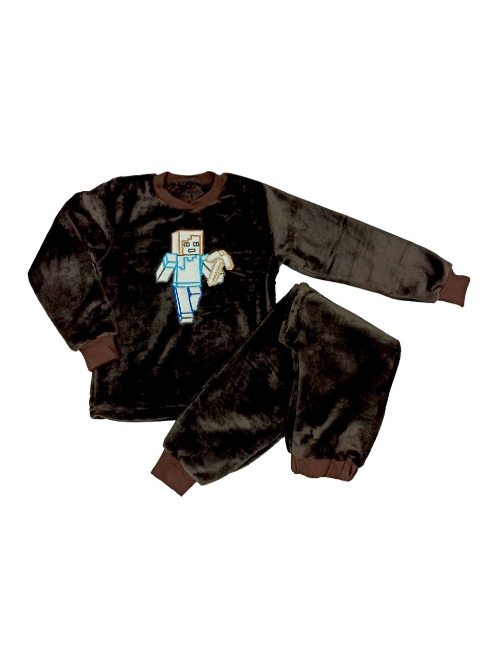 Детские трикотажные пижамы для мальчика. Пижама с вышивкой подростковая коричневого цвета. ТМ «Пташка Украина»