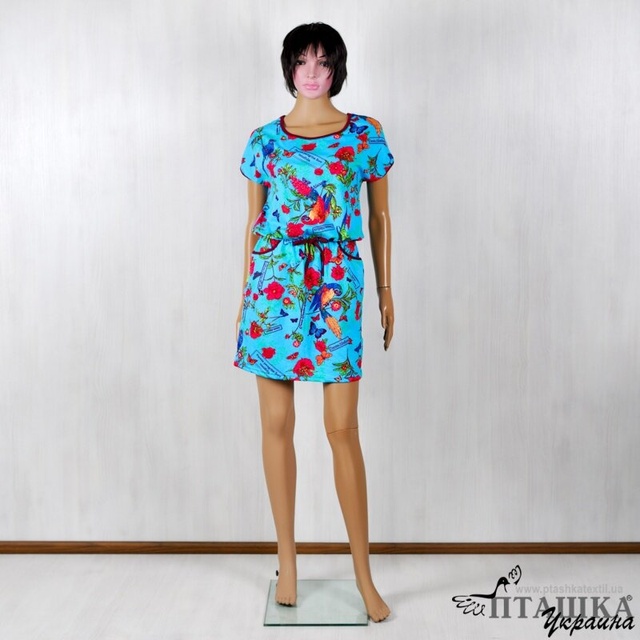 Жіночі трикотажні сукні. Сукня «МЕЛІНДА» реактив бірюзового кольору. ТМ «Пташка Украина»