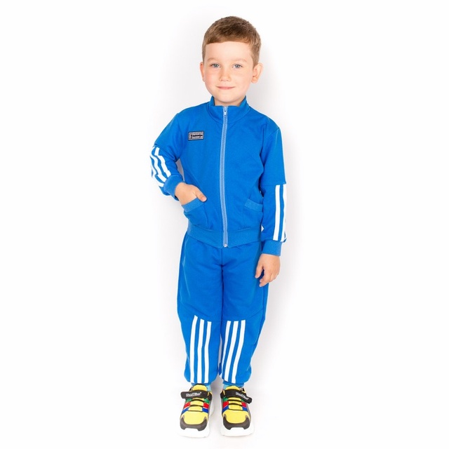 Трикотажные костюмы для мальчика. Костюм трикотажный на мальчика «МЕГАПОЛИС» начес синего цвета. ТМ «Пташка Украина»