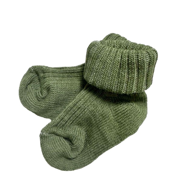 Шкарпетки тонкі зеленого кольору, Зелений, 0-1 місяць, 56см