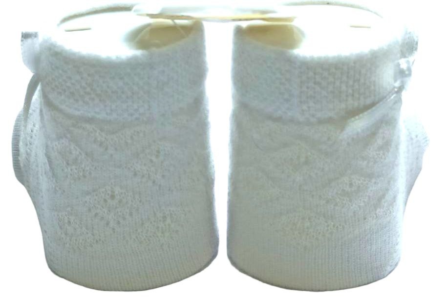 Носочки с фурнитурой ажурные белого цвета, Белый, 0-1 месяц, 56см