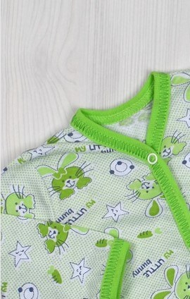 Ясельне боді для новонародженого. Боді на кнопках зеленого кольору з довгим рукавом кулір, ТМ «Пташка Украина»