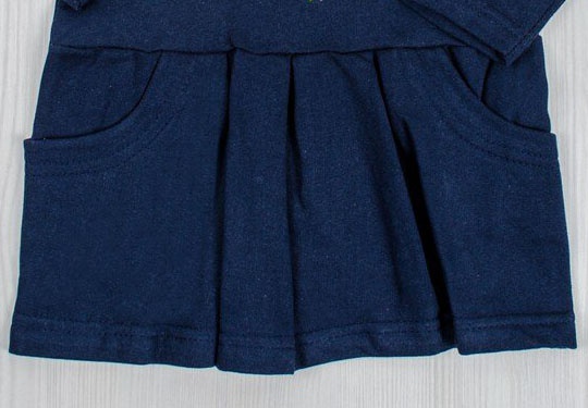 Дитячі трикотажні сукні для дівчинку. Сукня «САМАНТА» футер темно-синього кольору. ТМ «Пташка Украина»