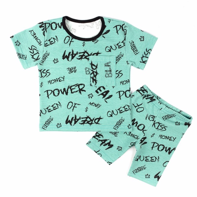 Трикотажные изделия на девочку. Комплект футболка + трессы фулликра бирюзового цвета. ТМ «Пташка Украина»