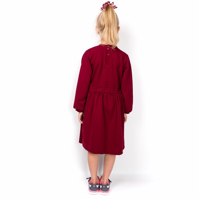 Дитячі трикотажні сукні для дівчинку. Сукня для дівчинки «ЕЛЛА» двонитка бордового кольору. ТМ «Пташка Украина»