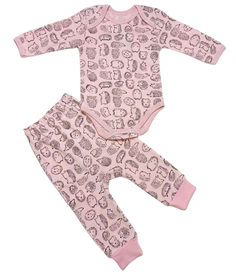 Комплект боди+брючки кулир розового цвета, Розовый, 6-9 месяцев, 74см