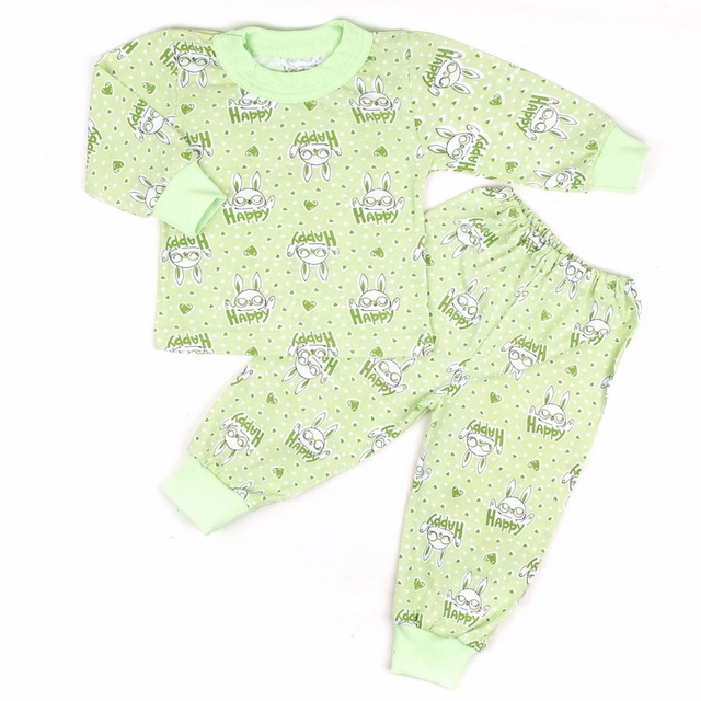 Детские трикотажные пижамы для мальчика. Пижама на манжете кулир салатового цвета. ТМ «Пташка Украина»