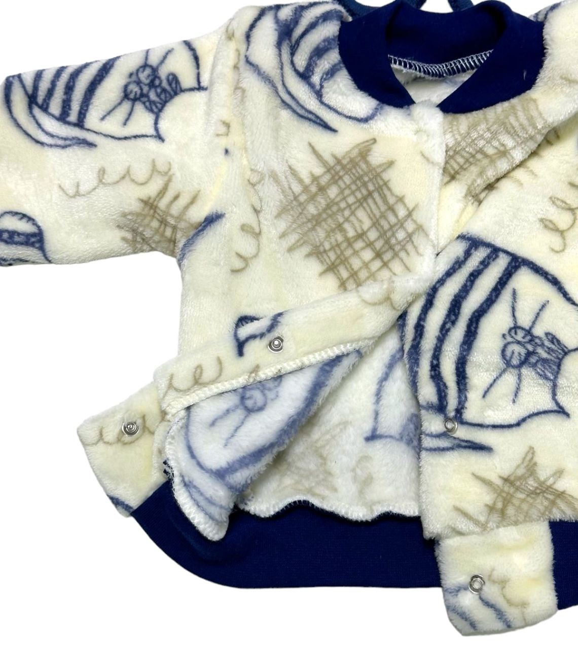 Комплект детский цветная рваная махра бежевого цвета, Бежевый, 24, 6-9 месяцев, 68-74см