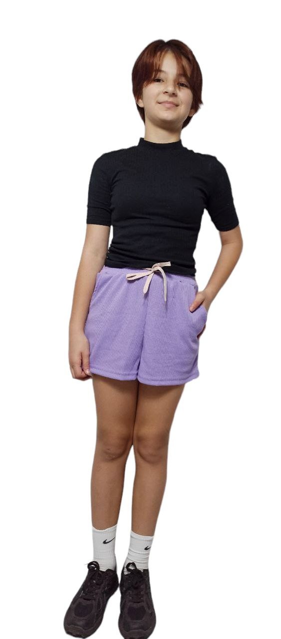 Шорти для дівчинки мустанг рубчик бузкового кольору, Бузковий, 12-14 років, 152см