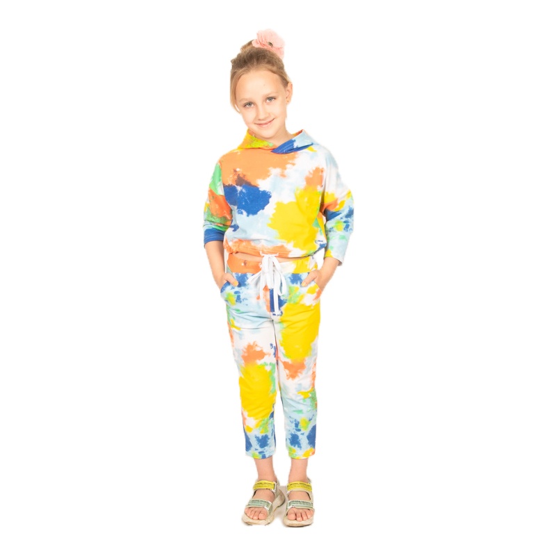 Детские трикотажные костюмы на девочку. Костюм «РАДУГА» двухнитка жёлтого цвета. ТМ «Пташка Украина»