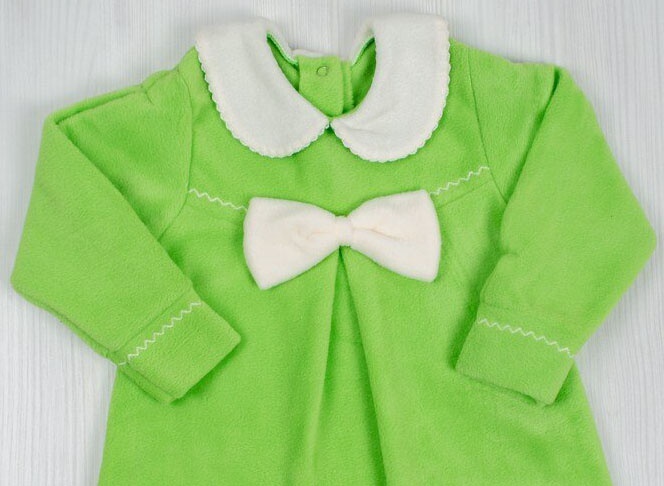 Дитячі трикотажні сукні для дівчинку. Сукня «ГАБРІЕЛЬ» фліс зеленого кольору. ТМ «Пташка Украина»