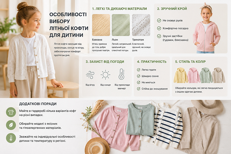 Як правильно вибрати дитячу кофту на літо