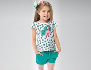 Трикотажний комплект футболка шорти на дівчинку оптом від виробника